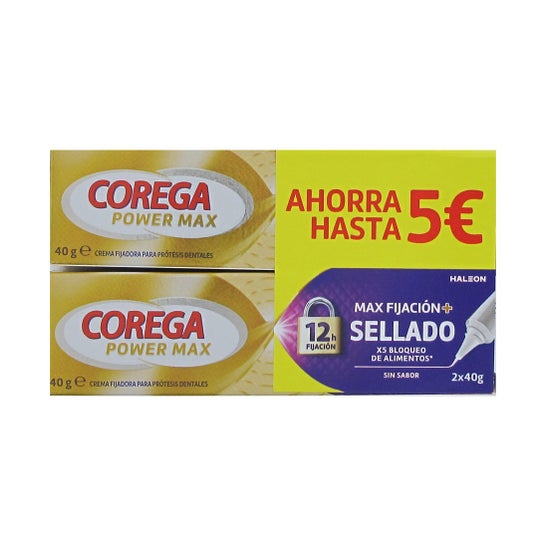 Corega Max Fixation + Scellement Adhésif Prothèse Dentai 2x40 gr