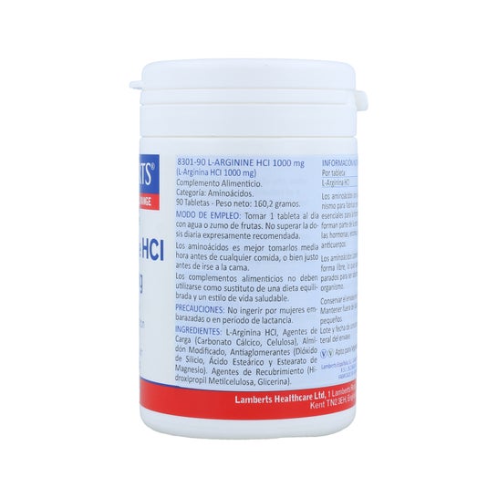 Lamberts L-arginine Hci 1000mg 90 Comprimés