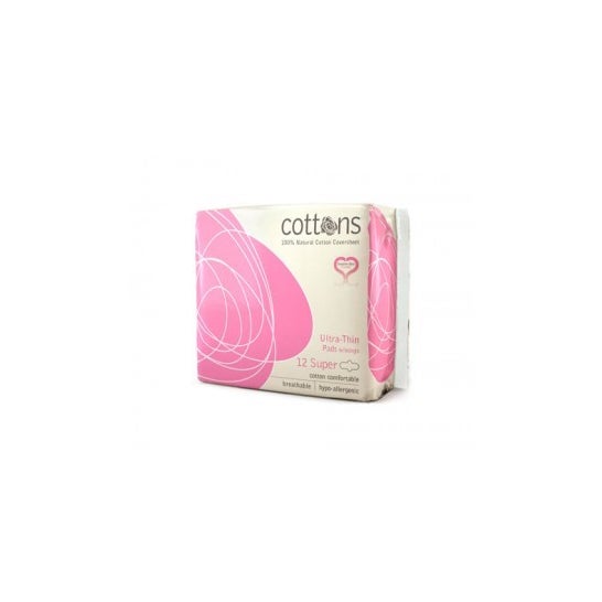 Tampons de coton ultra-mince avec des ailes superabsorbantes 12 Unités