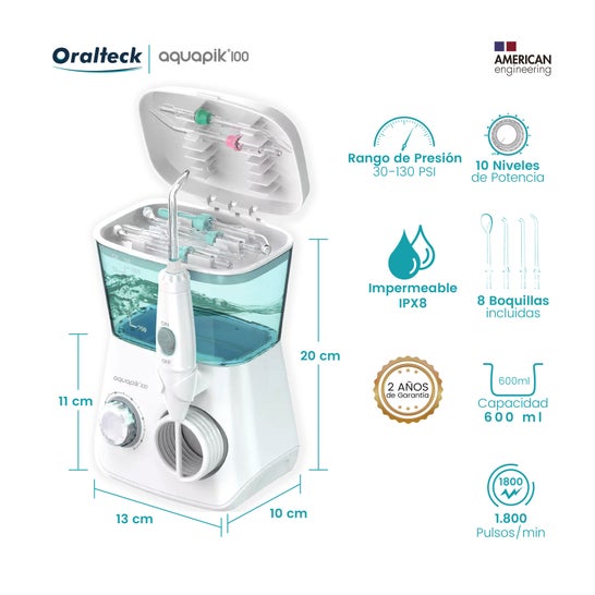 Aquapik 100 Irrigateur dentaire et nasal avec 7 buses