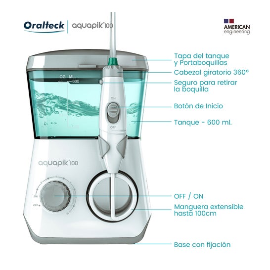 Aquapik 100 Irrigateur dentaire et nasal avec 7 buses