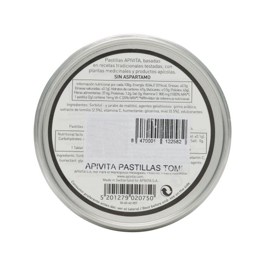 Apivita comprimés de thym et miel sans sucre 45g
