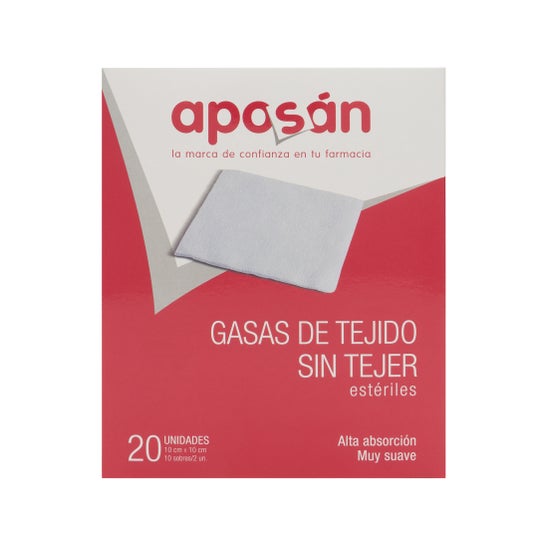 Aposán Compresses non tissées stériles 10 cm x 10 cm 20 compresses (2 u./sachet)