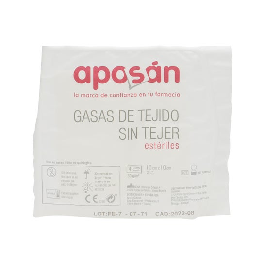 Aposán Compresses non tissées stériles 10 cm x 10 cm 20 compresses (2 u./sachet)
