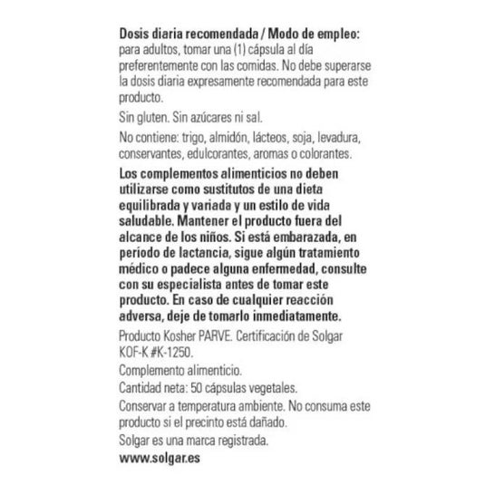 Solgar Acide Alpha Lipoïque 200mg 50 gélules végétales Solgar Acide Alpha Lipoïque 200mg 50 gélules végétales