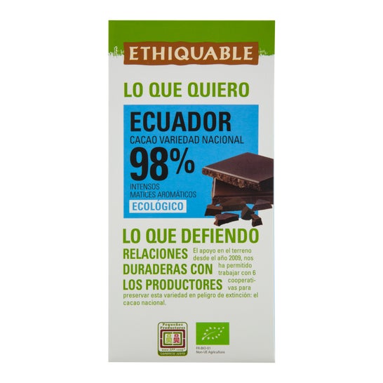 Ethiquable Chococolate Extrem Cacao 98% Bio 100g