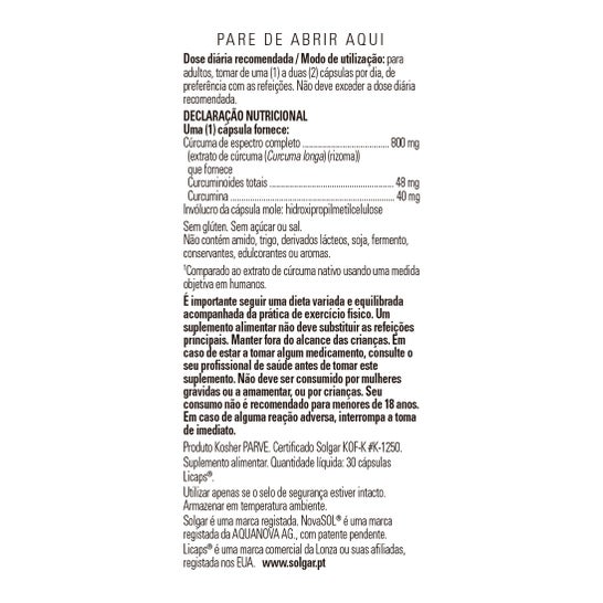 Solgar Full Spectrum Curcuma 30 Perles