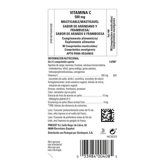 Solgar Vitamine C 500 Goût Framboise/Cranberry 90 comprimés à croquer