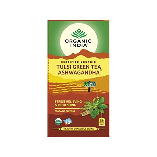 Thé vert Tulsi d'Inde biologique Ashwagandha 25pcs