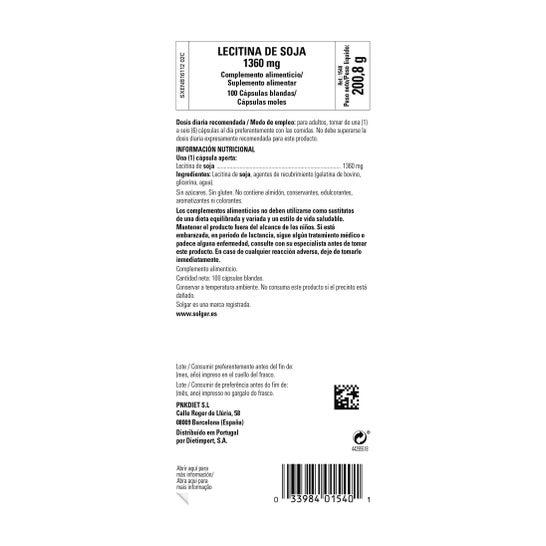 Solgar Lecithine 1360 mg 100 gélules