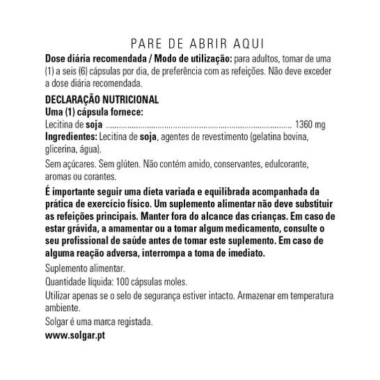Solgar Lecithine 1360 mg 100 gélules
