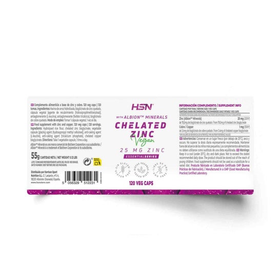 HSN Bisglicinato de Zinc Albion™️ 25mg Zinc 120vcaps