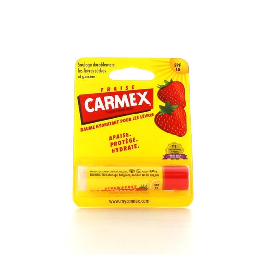 Carmex Fraise Baume Hydratant Lèvres SPF15 Stick 4,25g