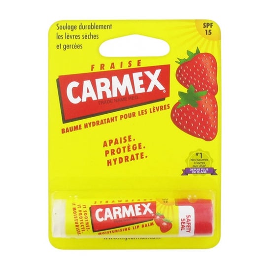 Carmex Fraise Baume Hydratant Lèvres SPF15 Stick 4,25g
