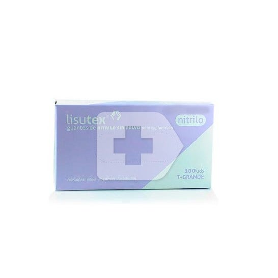 Lisutex gants en nitrile sans poudre sans poudre grande taille 100 Unités