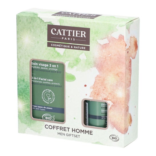 Cattier Coffret Homme Soin Visage 50ml + Deo Roll-On 50ml
