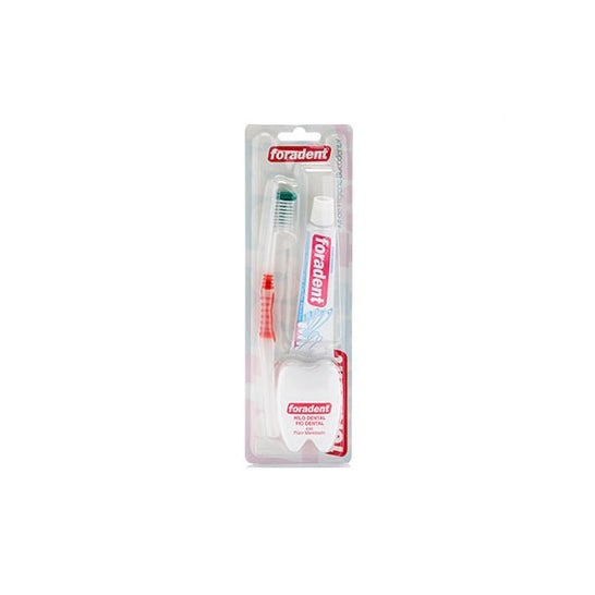 Foradent Travel Plus 3 en 1 brosse à dents + fil dentaire + dentifrice 5ml