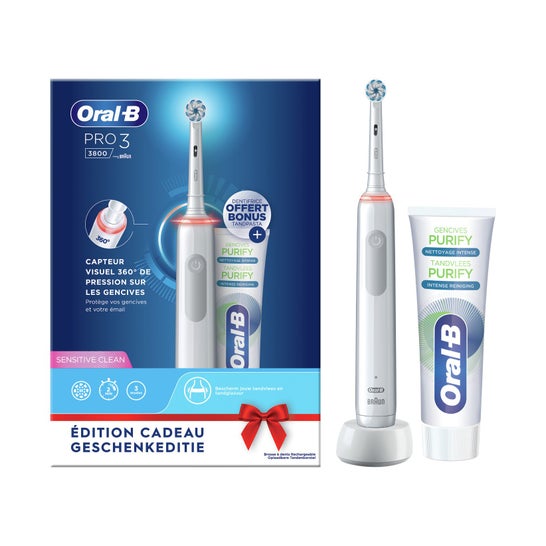 Oral-B Pack Pro 3 3800 Brosse à Dents Électrique + Dentifrice