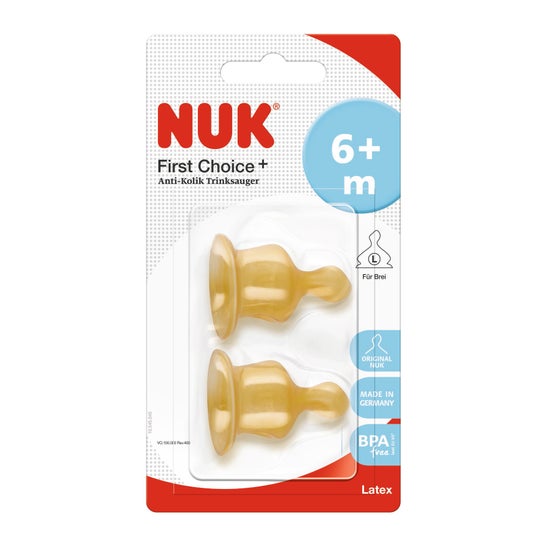 Nuk Buse mamelon en latex à embouchure étroite orifice T2 orifice T2 L 2uds