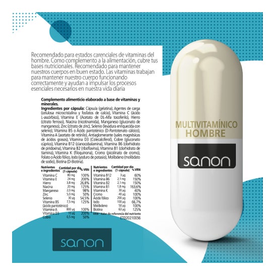 Sanon Multivitamínico Hombre 550mg 60 Gélules