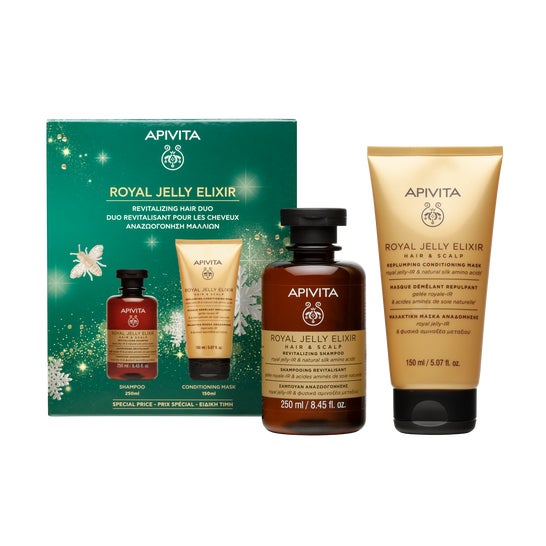 Apivita Coffret Élixir de Gelée Royale Shampooing + Après-shampooing-Masque