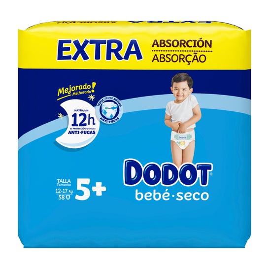 Dodot Fraldas Bebé Seco Tamanho 5+ 13-18kg 58 Unidades
