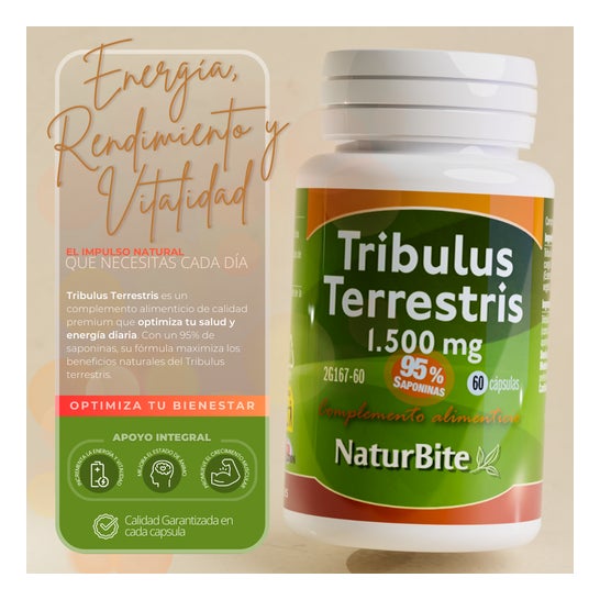 NaturBite Tribulus Terrestris 500mg 95 % Saponines 60 Gélules