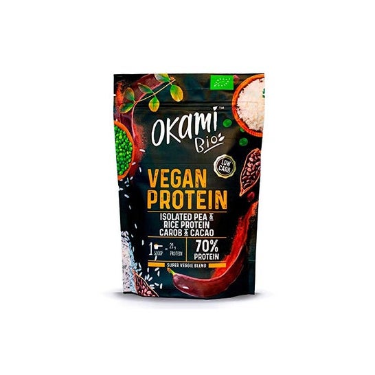Okami Bio Proteína de Guisante Arroz Cacao Algarrobo 500g