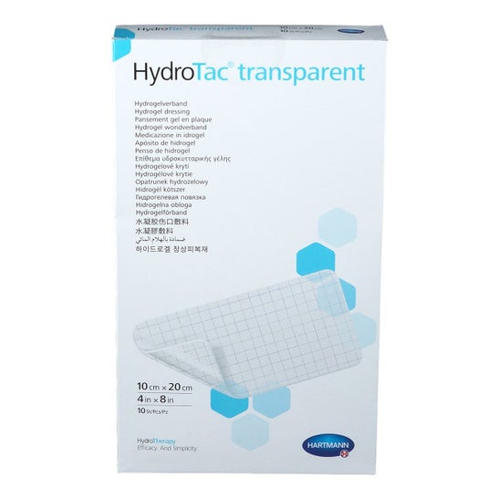 Hydrotac Transparent Apósitos Gel Non-Adhésifs 10x20cm 10 Unités