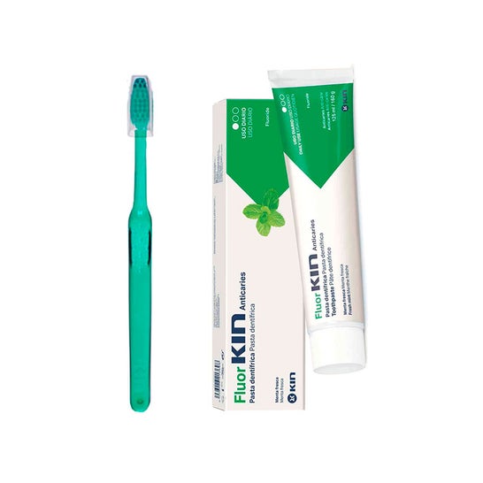 Kin Fluorkin Pâte Dentaire Anticarie Menthe Fraîche + Brosse à Dents Moyenne