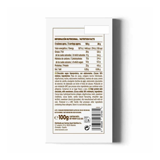 HSN Tableta Chocolate Negro Hiperproteico con Stevia Sin Azúcar 100g