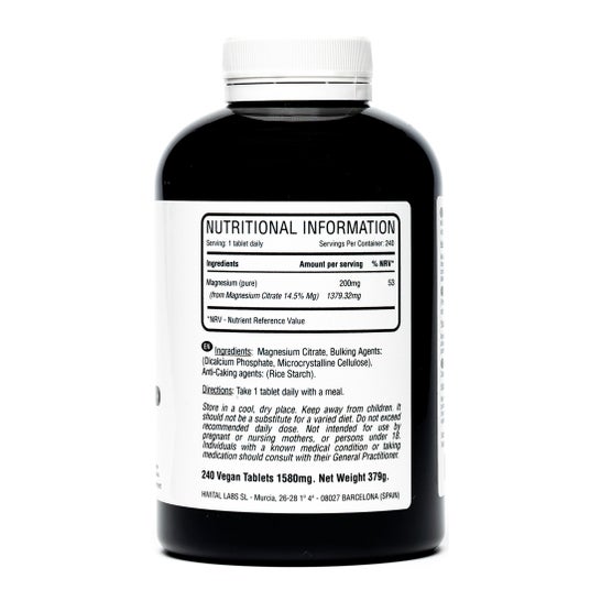 Hivital Foods Magnésium pur 200 mg  240 comprimés végétaliens