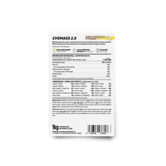 HSN Evomass 2.0 Ganador de Peso Chocolate Blanco y Limón 1kg