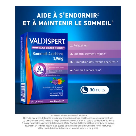 Valdispert Sommeil 4 Actions 1,9mg 30 Capsules
