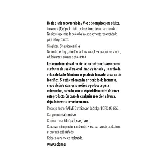 Solgar Taurine 500mg 50 gélules végétales