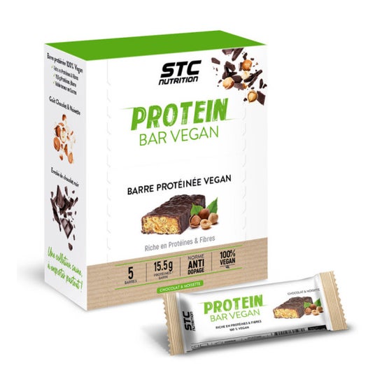 STC Nutrition Barre Protéinée Vegan Chocolat et Noisette 5uts