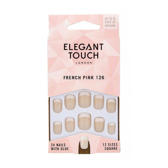 Elegant Touch French Pink Nails With Glue Square 126 S 24uts