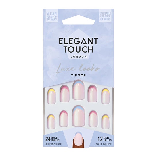 Elegant Touch Luxe Looks Nails With Glue Oval Tip Top 24uts