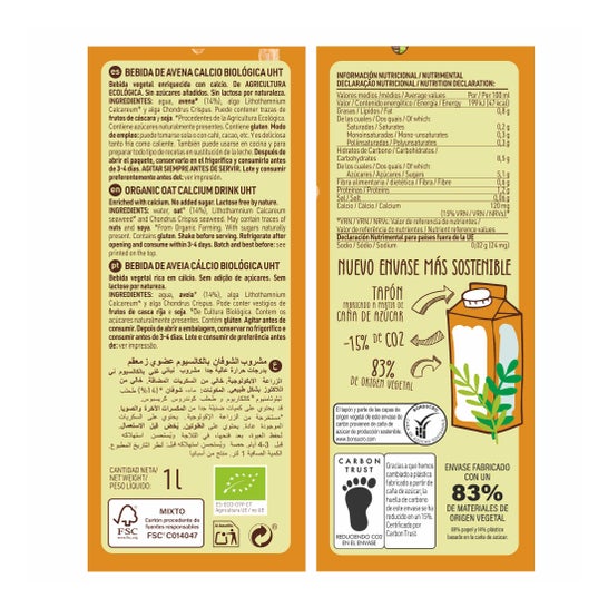 Diet-Radisson Veg Oatmeal Drink Calcium Bio 1L