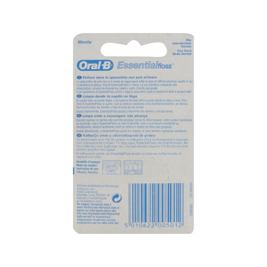 OralB Essential Floss Fil Dentaire Ciré Gout Menthe 50m