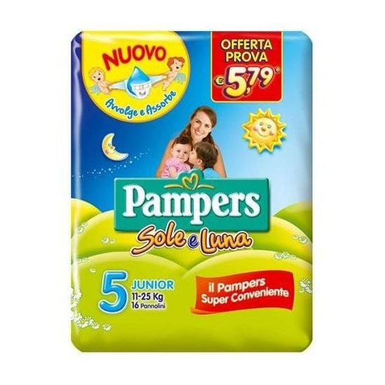 Pampers Sole & Luna 5 Junior Couches Absorbantes 16uts