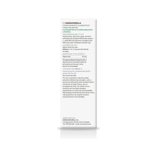 Extrait de salsepareille Xxi 50ml Soria Na