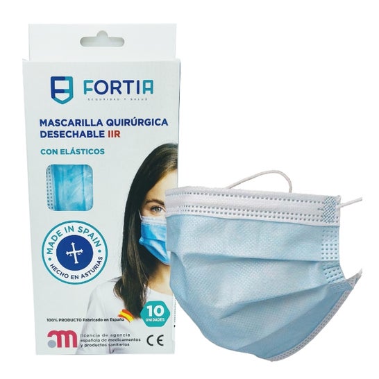 Fortia Masque Chirurgical Jetable IIR Bleu 10 Unités