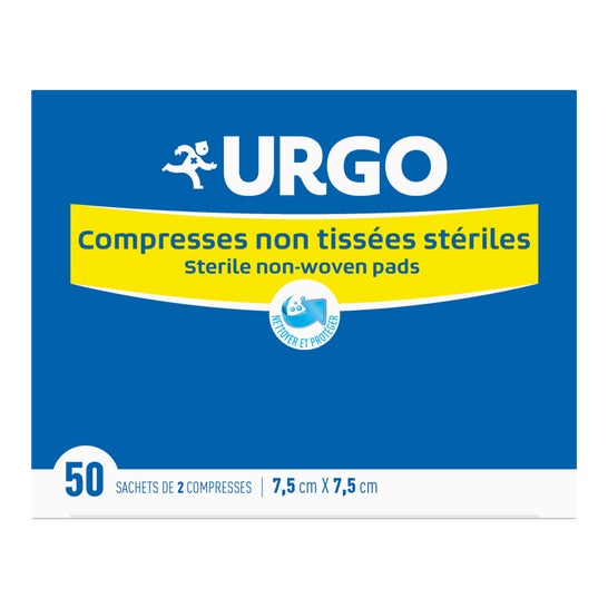 Urgo Compresses Non Tissées Stériles 7,5cm x 7,5cm 2x50 Unités