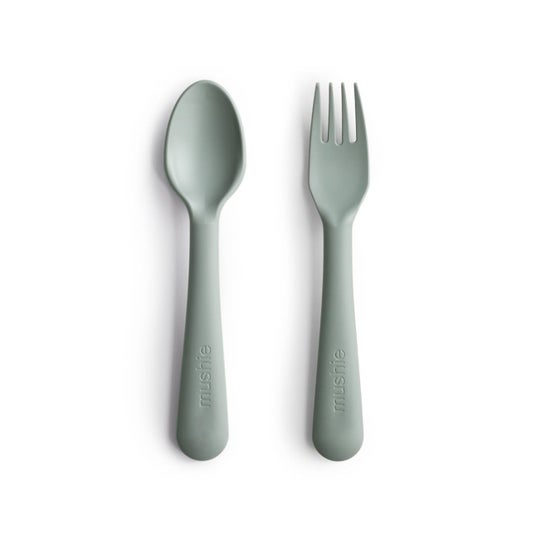 Mushie Kit Fourchette + Cuillère Vert 2 Unités