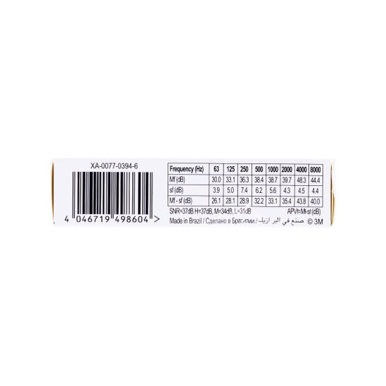 3M Bouchons d’oreilles Anti-Bruit en mousse polyuréthane 2 paires
