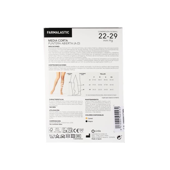 Farmalastic Bas Court Compression Normale Orteil Ouvert Camel TS