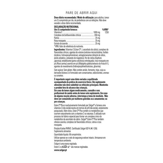Solgar Ester-C Plus 1000mg Vitamine C 90 Comprimés