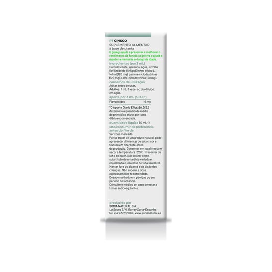 Extracto Ginkgo 50 Ml Xxi Soria Natural *