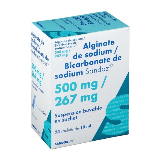 Sandoz Alginate et Bicarbonate de Sodium 500mg/267mg 24x10ml